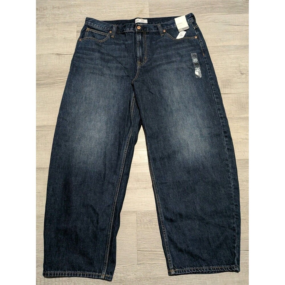 Gap Barrel High Rise Denim Jeans Sz 35 Denim No Stretch Baggy NWT New